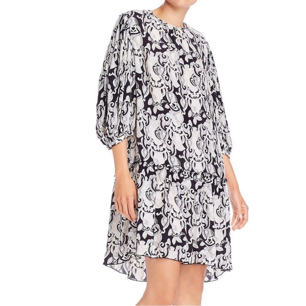 SEE BY CHLOE Printed Mini Tiered Shift Dress Size 38 US 6